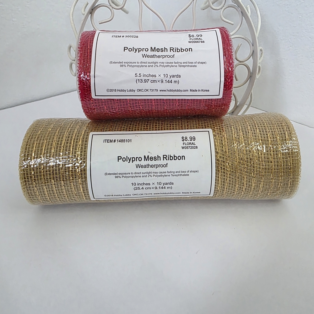 Polypro Mesh Ribbon Set - Red and Tan
